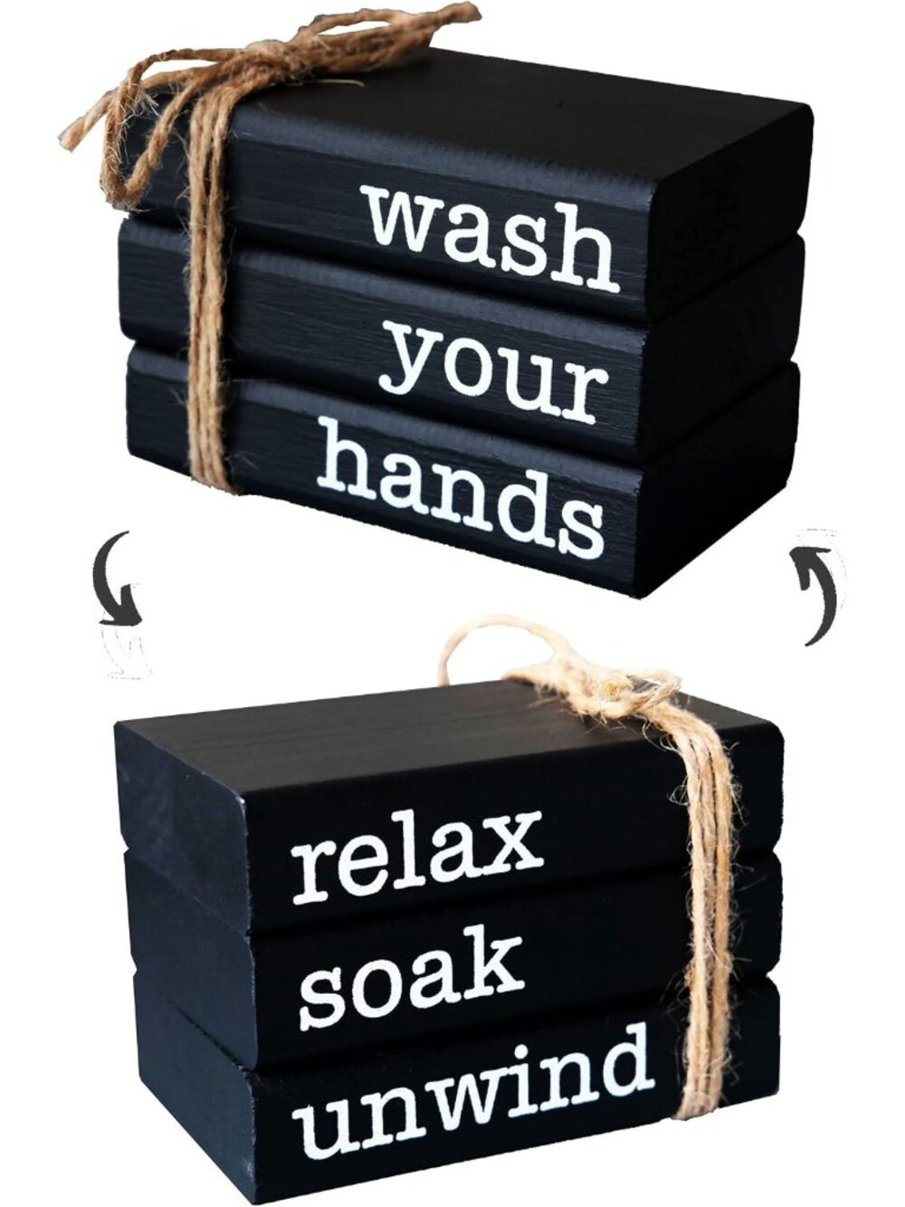 Farmhouse Mini Book Stack for Bathroom Decor Accessories Half Bath Decor Wooden
